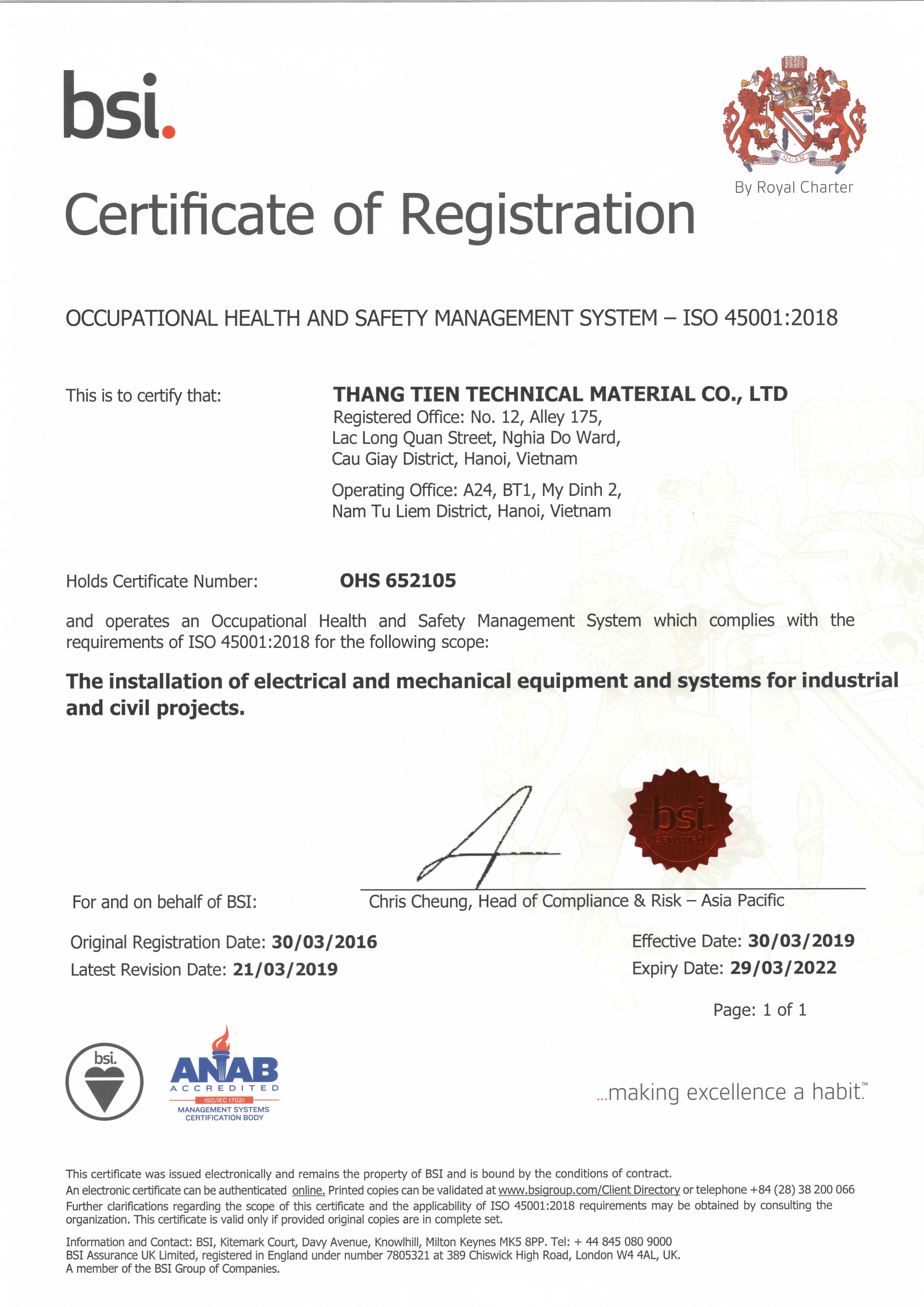 Thang Tien: Honored to be awarded an international certificate of ...